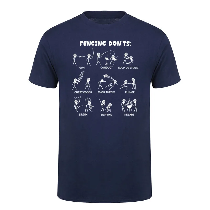 Funny Fencing T-Shirt Fencer Gift Tee Foil Epee Saber Athlete Graphic T Shirt for Men Women HJ-067