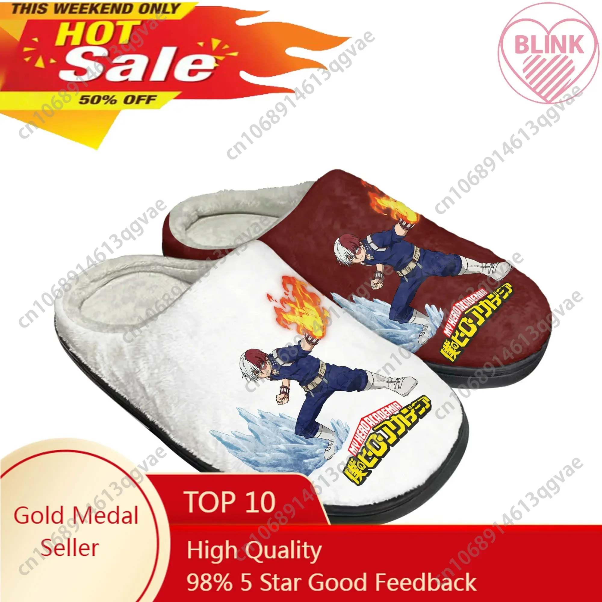 

Shoto Todoroki My Hero Academia Home Cotton Custom Slippers Mens Womens Sandals Plush Casual Keep Warm Shoes Thermal Slipper