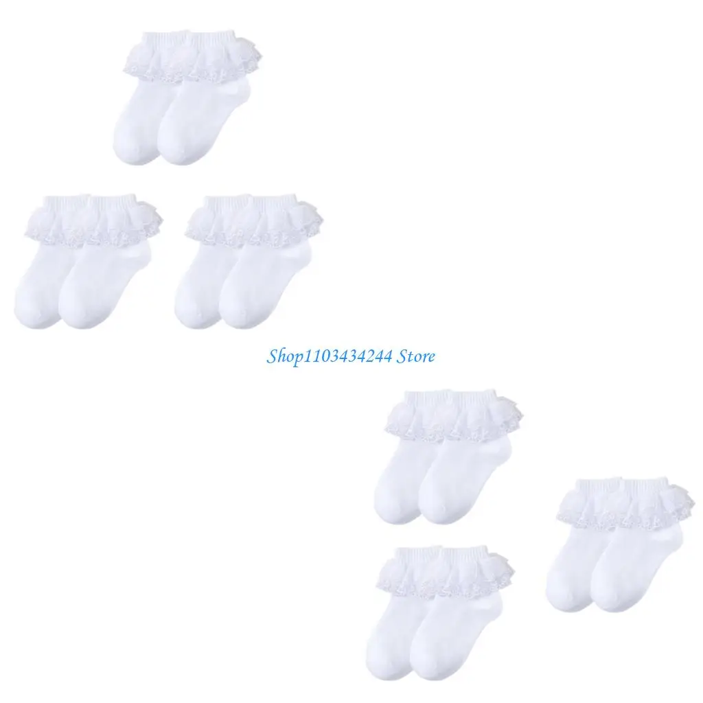 

Набор из 3 пар детских коротких носков с большой рюшей для детей от 1 до 10 лет