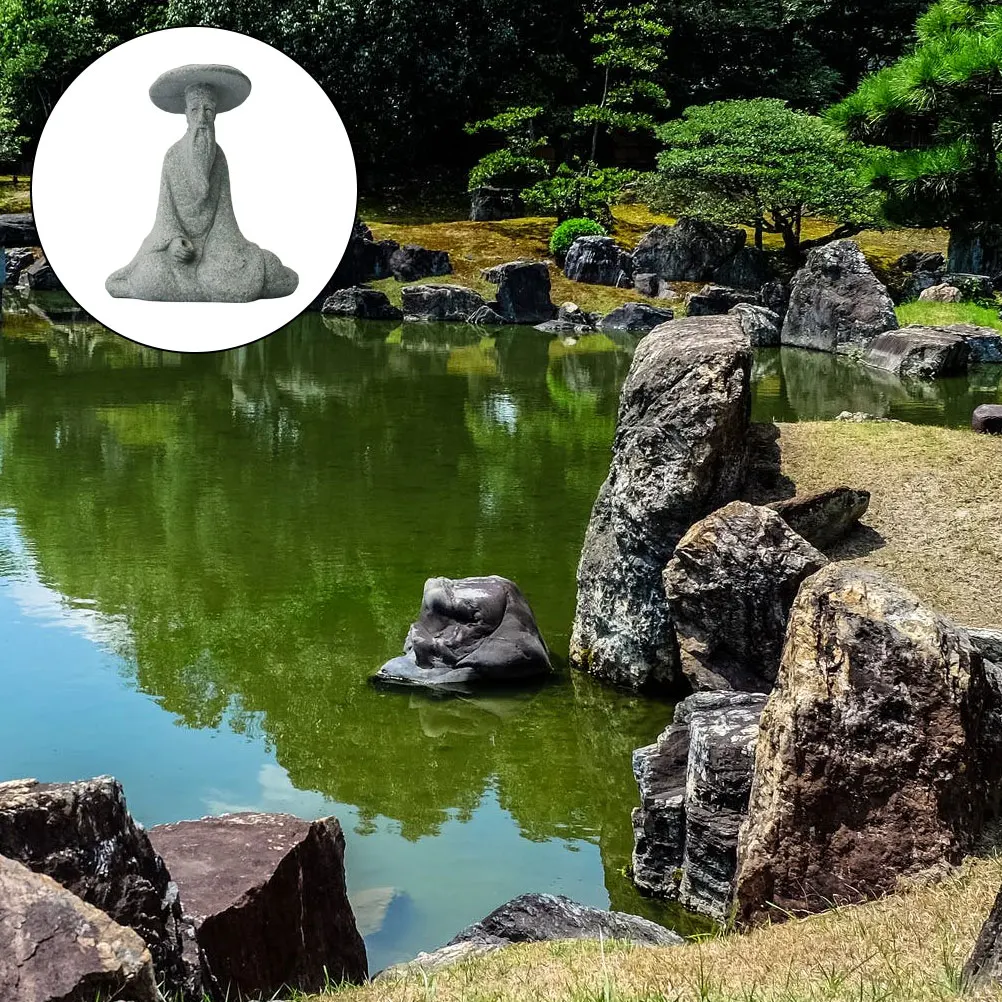 

1Pcs Fisherman Decoration Sandstone Material Non-Fading Easy Clean Creative Micro Landscape Accessory for Garden Room Bonsai