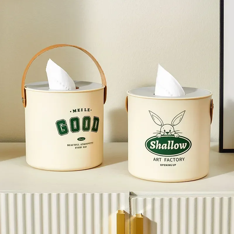 Cute Rabbit Desktop Tissue Box Portable Living Room Bathroom Paper Dispenser with Handle Home Car Tissue Napkin Storage Holder