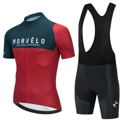 Cycling Jersey Suit 2024 MORVELO Men Summer Short Sleeve Set Breathable Racing Sport MTB Bicycle Clothes Outdoor Bike Uniform