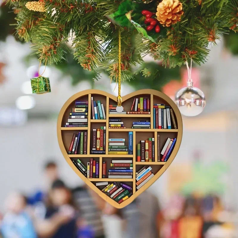 Love Shelf Hangers Book Lovers Ornaments Hangers Christmas Tree Pendants Decorative Gifts Mini Acrylic Decorations