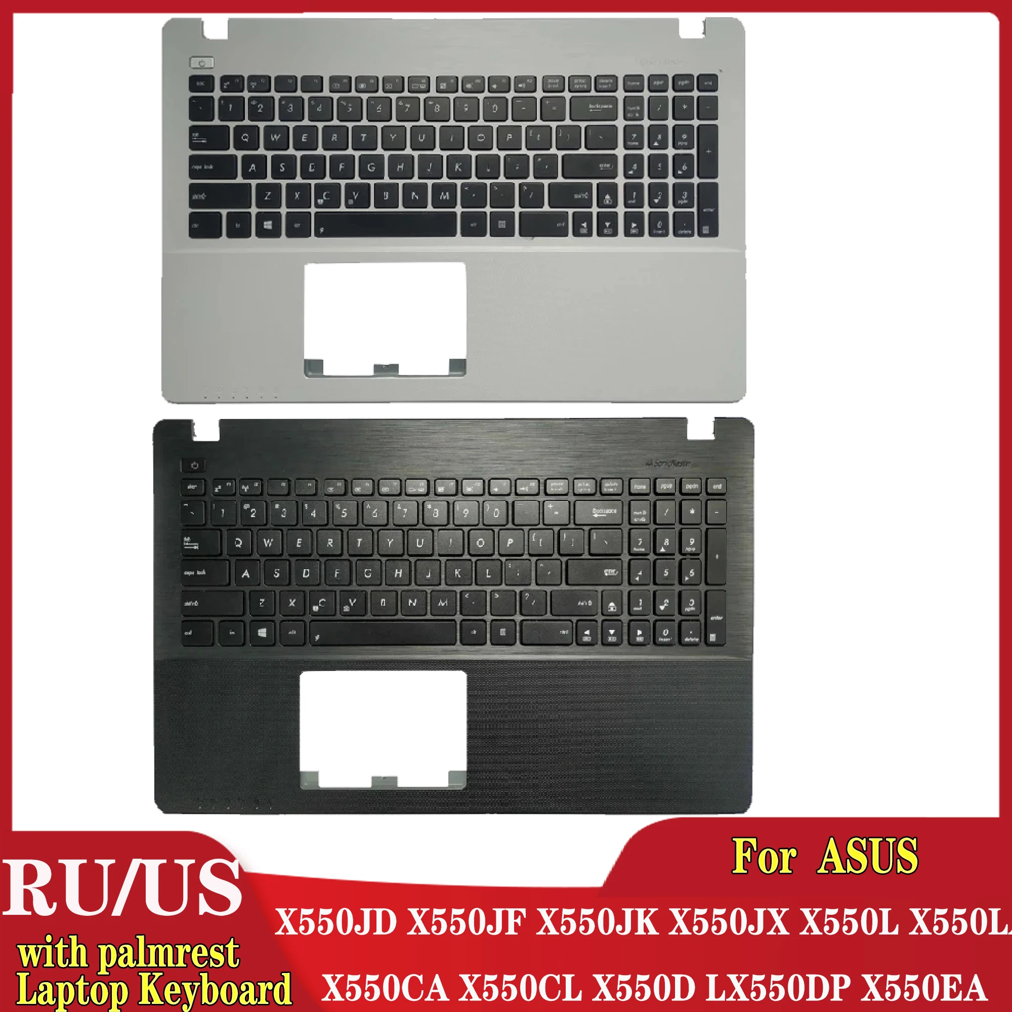 

NEW Russian/US laptop keyboard FOR ASUS X550JD X550JF X550JK X550JX X550L X550LA X550CA X550CL X550D LX550DP palmrest upper