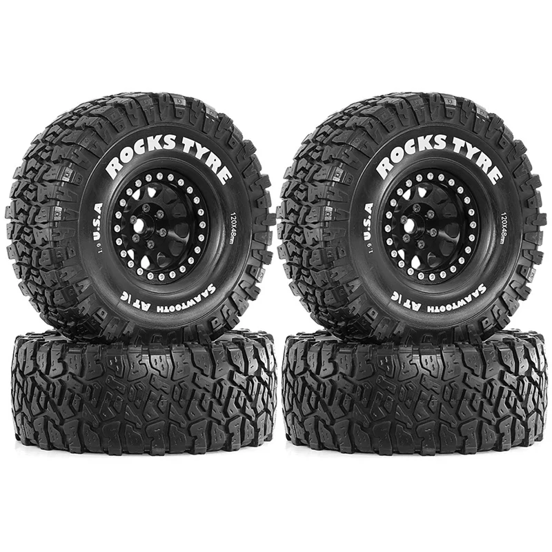 

ABSY For 1/10 RC Crawler Car 4Pcs 120Mm 1.9" Beadlock Wheel Rim Rubber Tire Set For Axial SCX10 Pro Capra TRX4 D90 BLACK