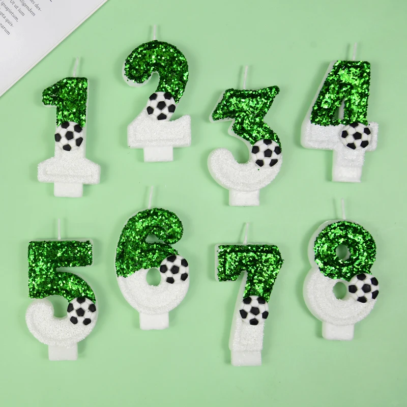 Number Digital 0-9 Football Candles For Happy Birthday Party Kid Supply Soccer Candles Cake Decoration Wedding Party Cakes Decor