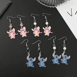 Disney Lilo & Stitch Dangle Earring Women Cartoon Anime Angle Stud Earring Inspired Girl Charm Jewelry Accessories Kid Xmas Gift