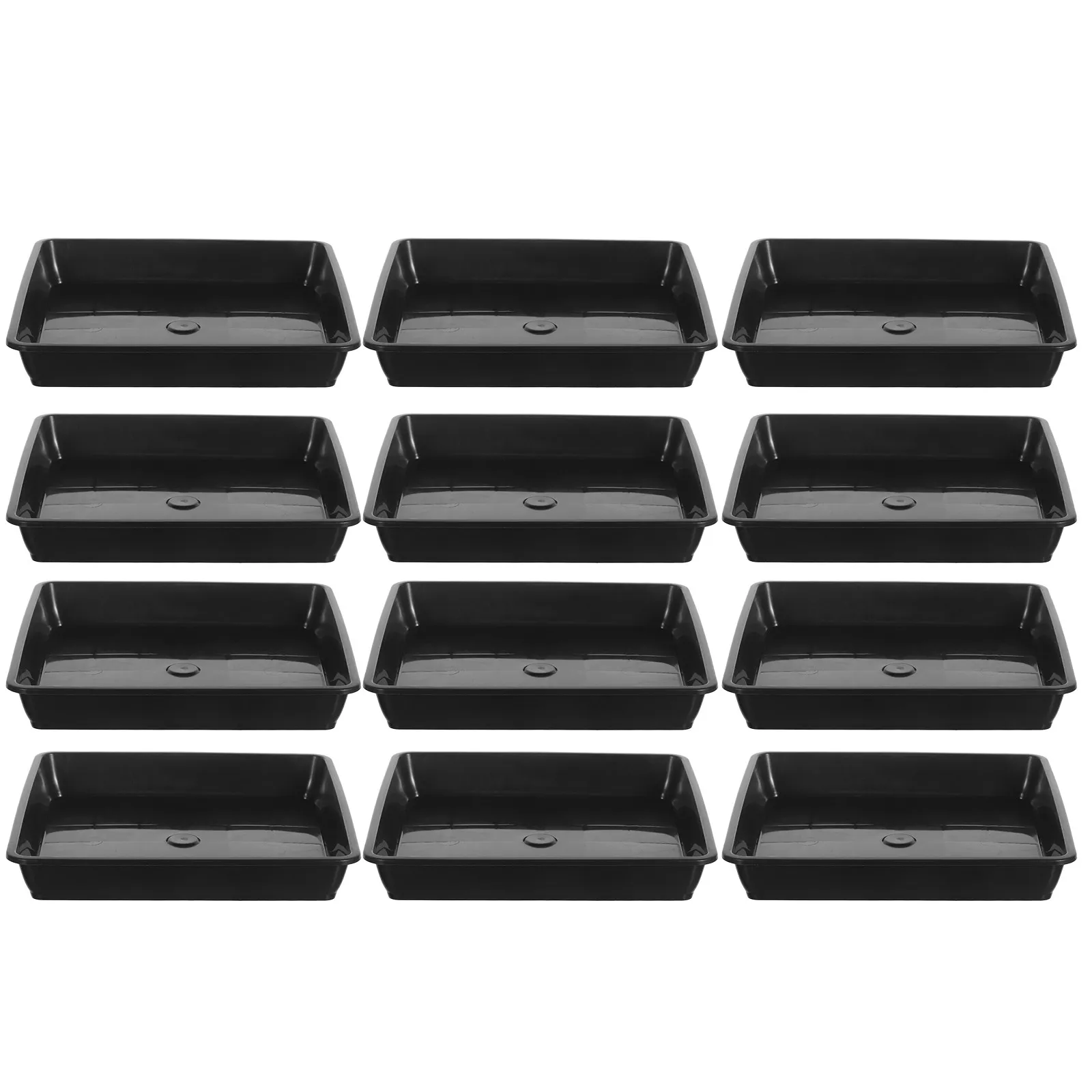 12Pcs Black Plant Pot Saucers - Flower Basin Bottom Mats, Durable Plastic Drip Trays for Indoor & Outdoor Gardening
