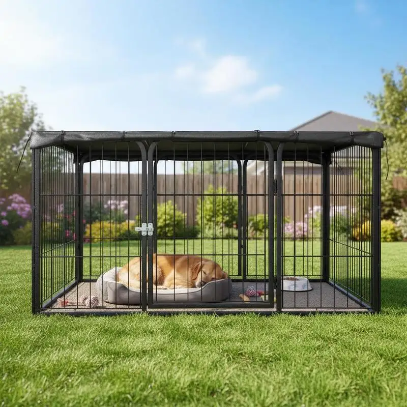Hundegehege 100x50 cm für Garten, Hof, Terrasse, Robuste Stahlkonstruktion mit Pulverbeschichtung, Stabiler und Langlebiger Hundelaufstall, Sicherer Auslauf für Hunde, Platzsparendes