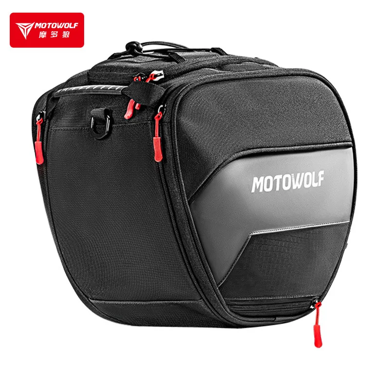MOTOWOLF Waterproof Motorcycle Fuel Tank Bag 15L Universal Fit Scooter Front Rack Bag with Reflective Logo & Shoulder Strap