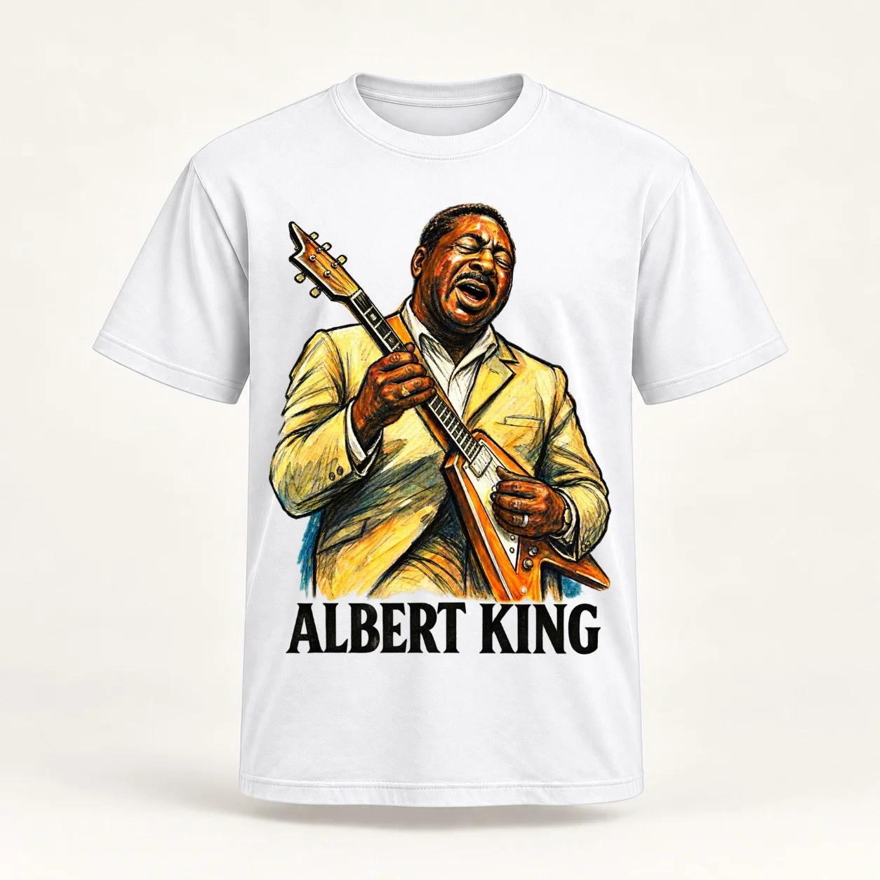 Albert King Delta Blues Guitar Portrait Design Classic T-Shirt cotton t shirts high quality cotton t shirts man 100% T-Shirt