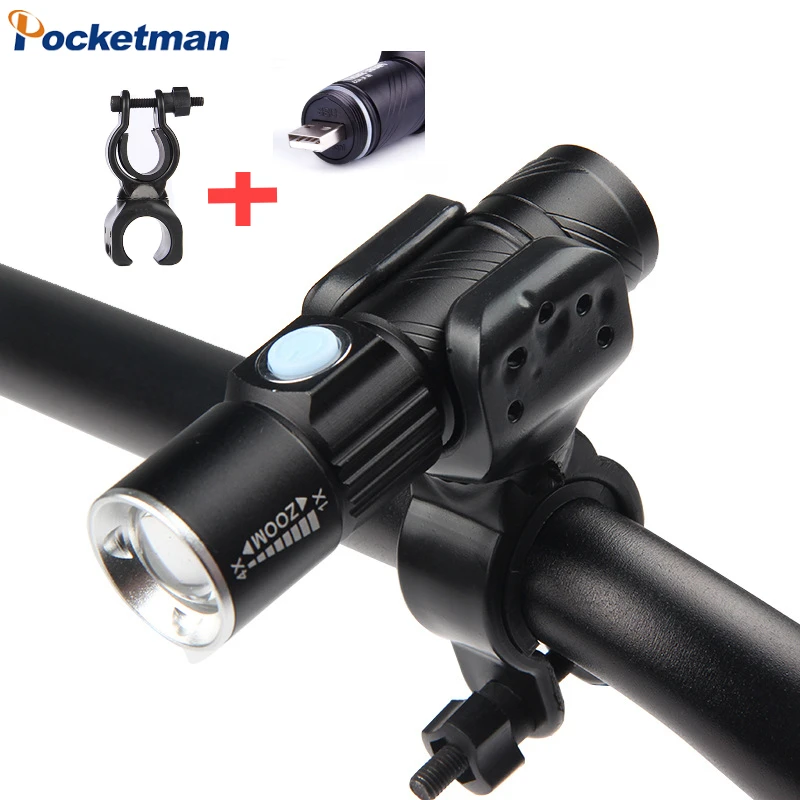 

LED Strong Light Mini Waterproof Light Rechargeable Retractable Flashlight Bicycle Night Riding Equipment With Flashlight Holder