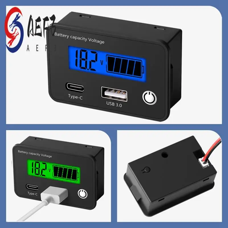 Indicatore di capacità della batteria al litio acido AEF3-Lead Tester di tensione voltmetro digitale per auto DC8-30V Schermo nero, bianco