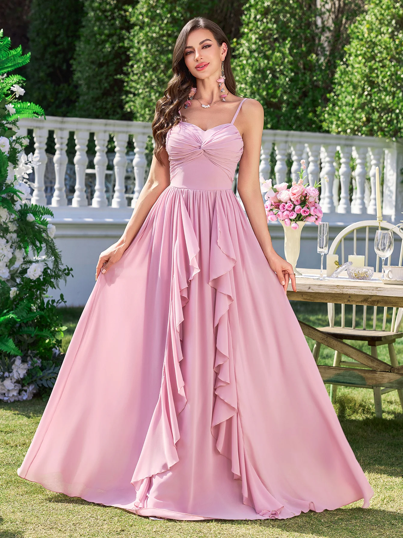 

UNITHORSE Elegant Chiffon Off-Shoulder Sleeveless Bridal Gown for Maids of Honor Sexy Evening Dress
