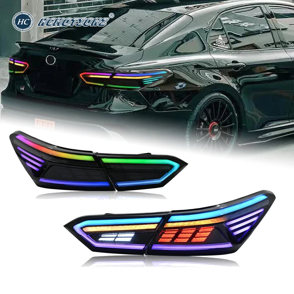 HCMOTIONZ lampu belakang mobil LED, memulai animasi 2018-2024 DRL RGB lampu belakang untuk Toyota Camry