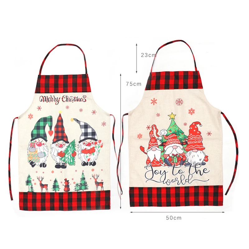 New Year Gnome Christmas Apron Christmas Decorations for Home Cristmas Kitchen Gloves Mat Apron Accessories Natal Navidad