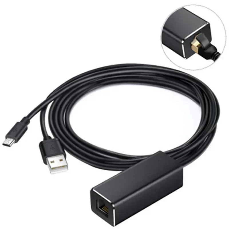 

New 1m 3 In 1 Micro USB To RJ45 Ethernet Adapter for Fire TV Stick 480Mbps LAN Network Card with USB Power Supply 100M