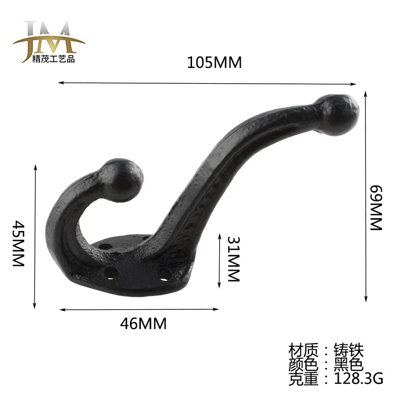 European industrial style clothes hook cast iron door hook cast iron coat hook retro wrought iron decoration.