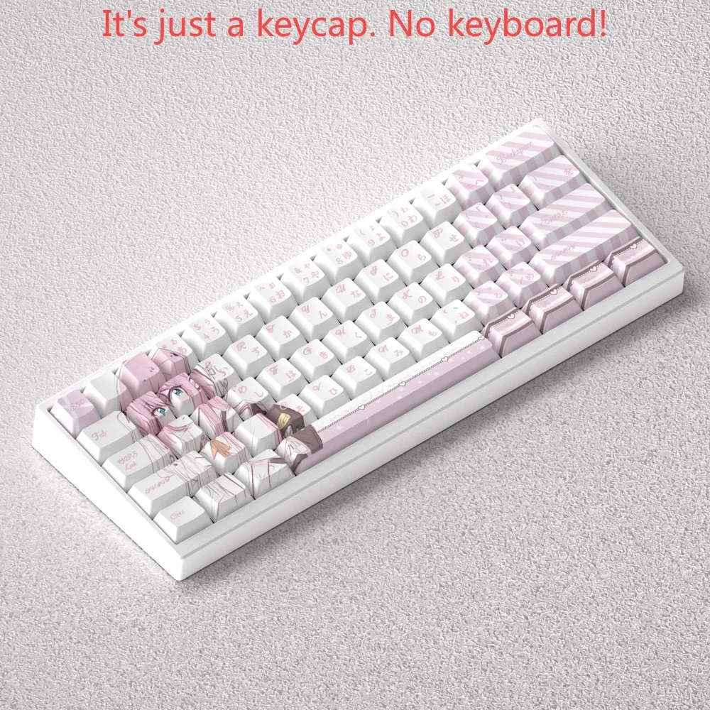 Poqi Jiang Keycap Set PBT 73 Key Carved Cherry Personalized Girl Keycaps Suitable for MX Switch Mechanical Keyboard 60 65 68