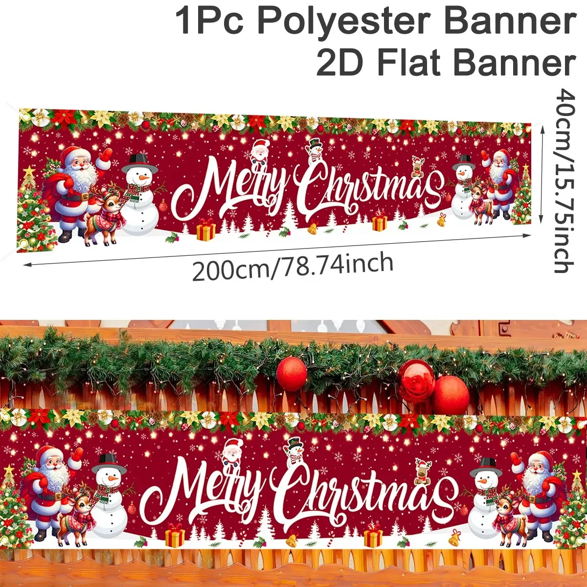 VIKAMA Banner met kerstthema 2026 Nieuwjaar Happy Family Decoratie Binnenplaats Hangende Achtergrond Feestdecoratie