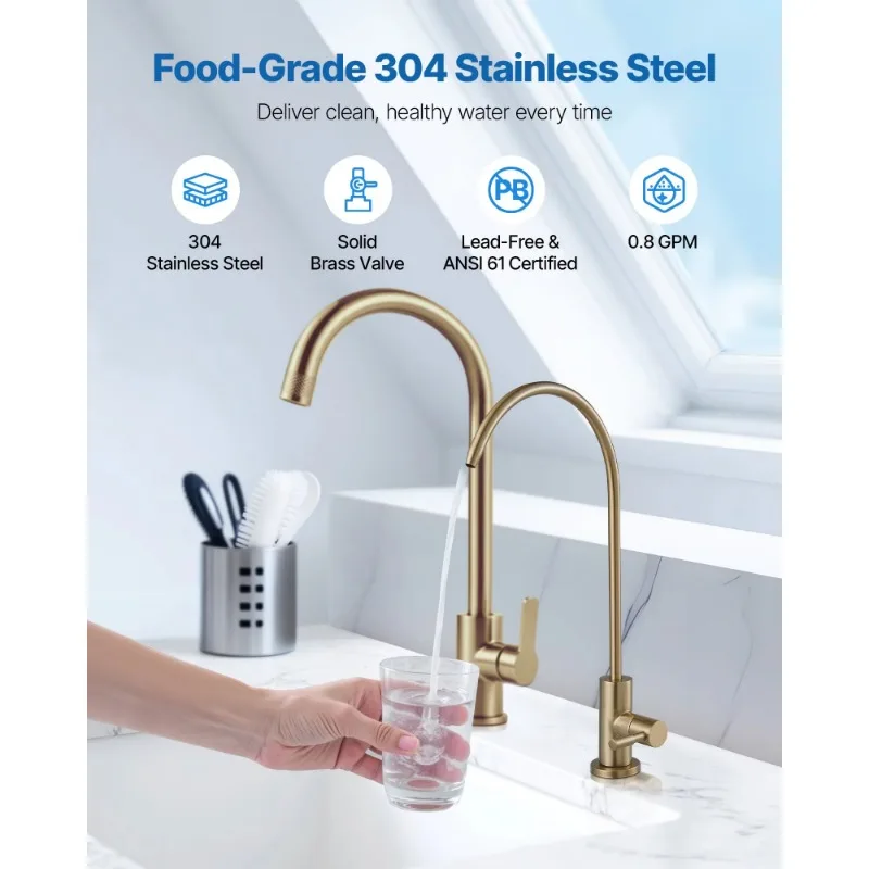 Lead-free stainless steel faucet water purifier filter faucet with solid brass valve
