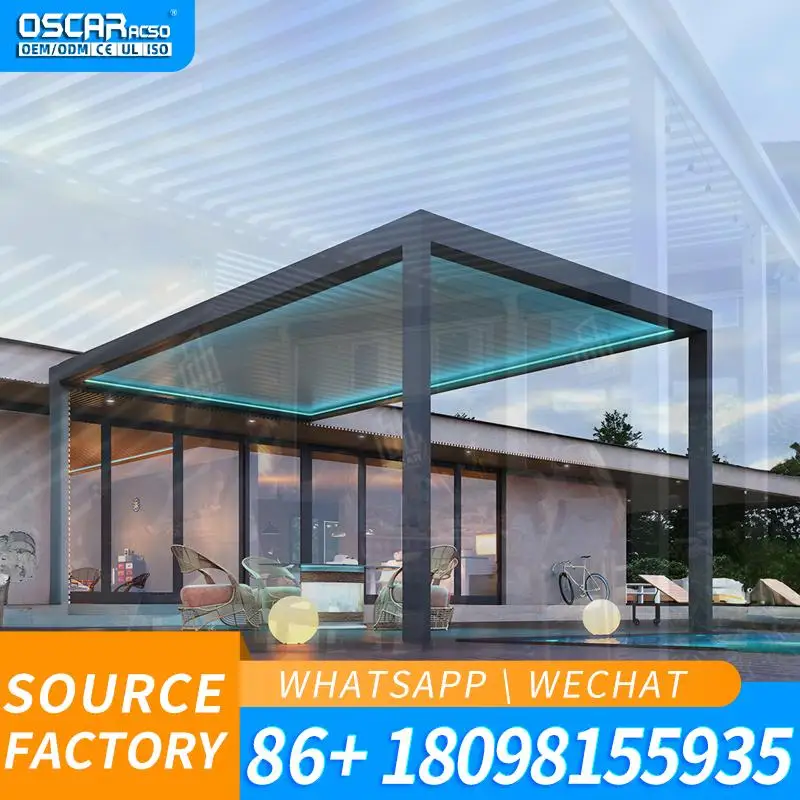 Manual and Motorized Optional Aluminum Louvered Pergola Stable Structure All Season Outdoor Pergola for Garden Patio Balcony Dec
