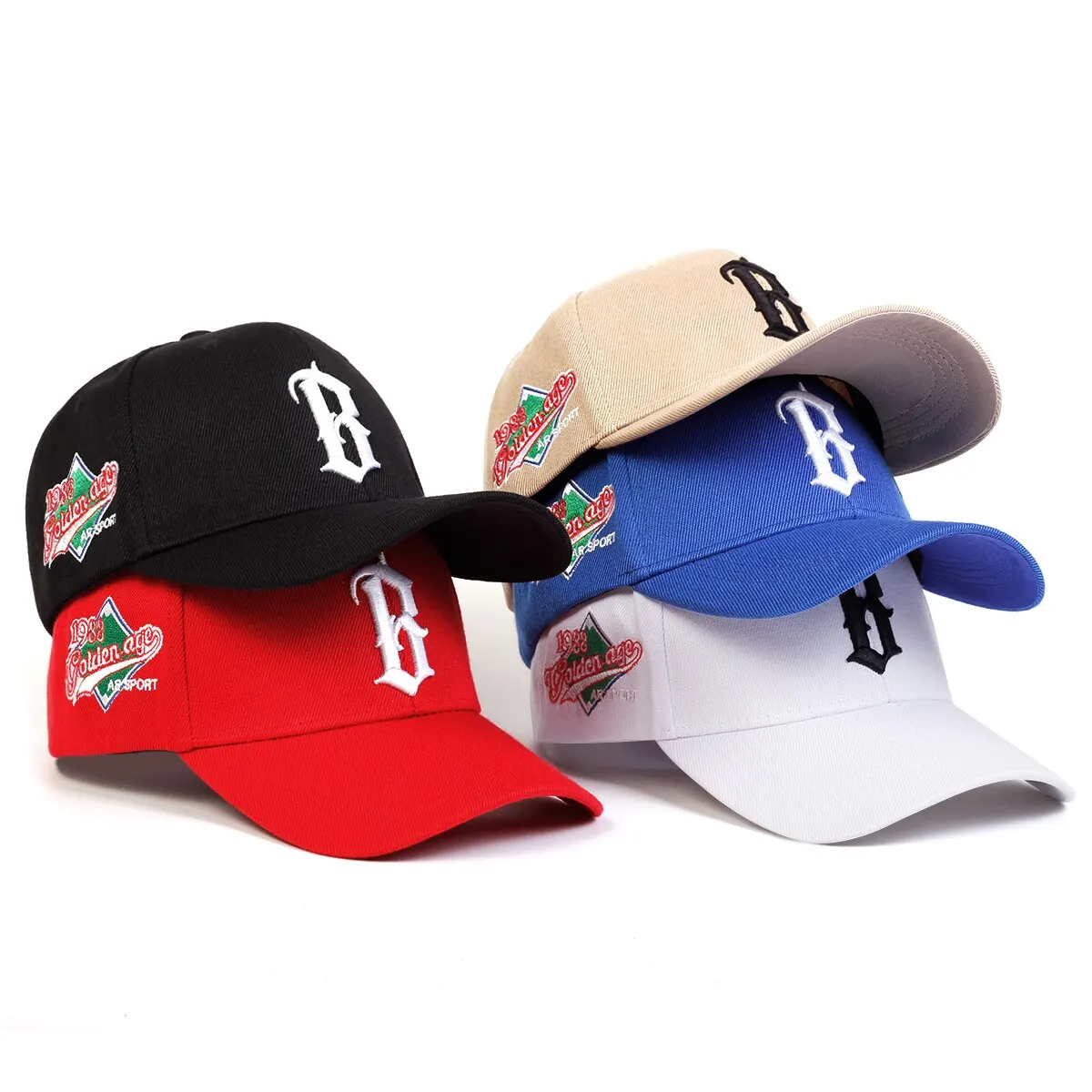 Fashion B Letter Embroidery 1988 Hip Hop Hats Outdoor Adjustable Casual Baseball Caps Sunscreen Hat