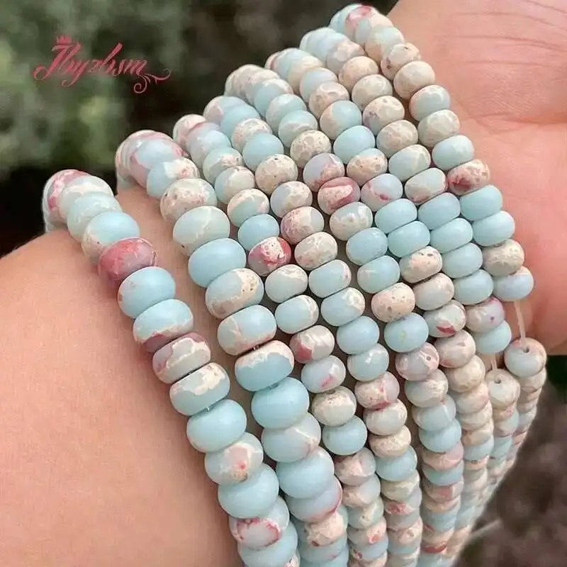 Rondelle Frost Snakeskin Jasper Stone Beads For Jewelry Making Necklace Bracelet Strand 15 Inches DIY Loose Beads 3x6mm/4x8mm