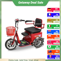 Lightweight Parents Child Electric Scooter 2 Seats 48V 350W Mini 3 Wheel Electric Tricycle For Adult Elderly With Cargo Basket