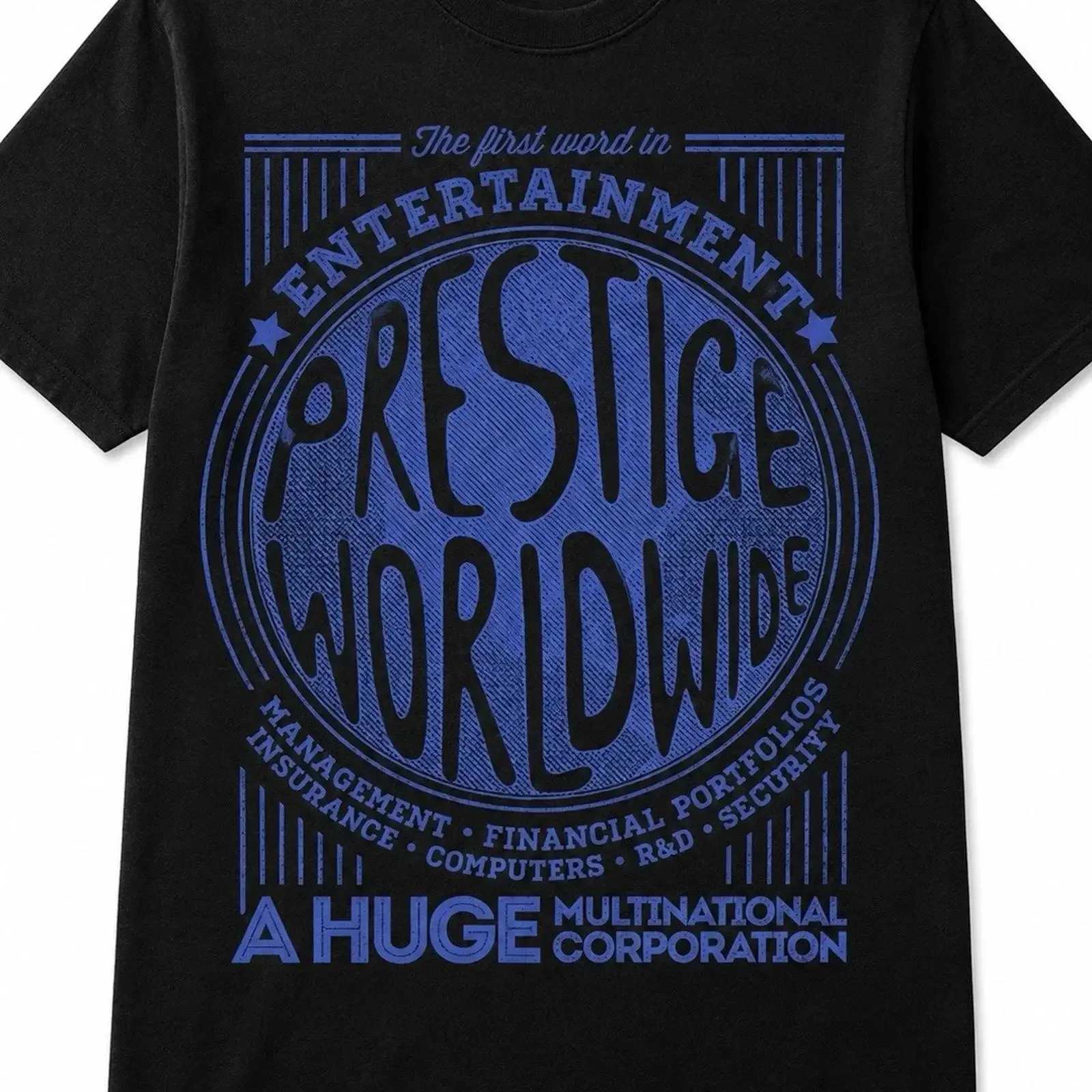 Prestige Worldwide T Shirt Retro Corporate Parody Image 1 of 4 vintage Washed Unisex Comfortable fashion Stylish graphic