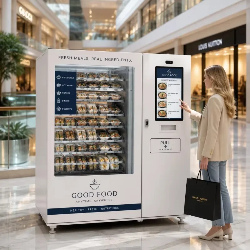 FL -18°C Refrigerated Fresh Meal CE UL Certification Vending Machine Hot Bento Vending Machine with Microwave for Hot Food