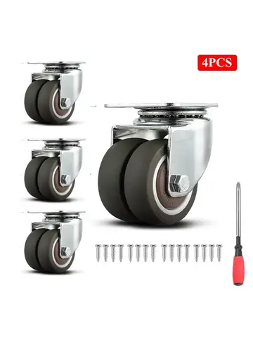 2인치 TPR 이중 바퀴 가구용 사무실 의자 평평한 바닥 범용 바퀴 브레이크 포함 무소음 산업용 베어링 강화