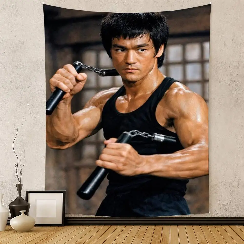 B-Bruce L-Lee Li Xiaolong K-Kung F-Fu Flag Digital Printing Banner for Garage Wall Out Door
