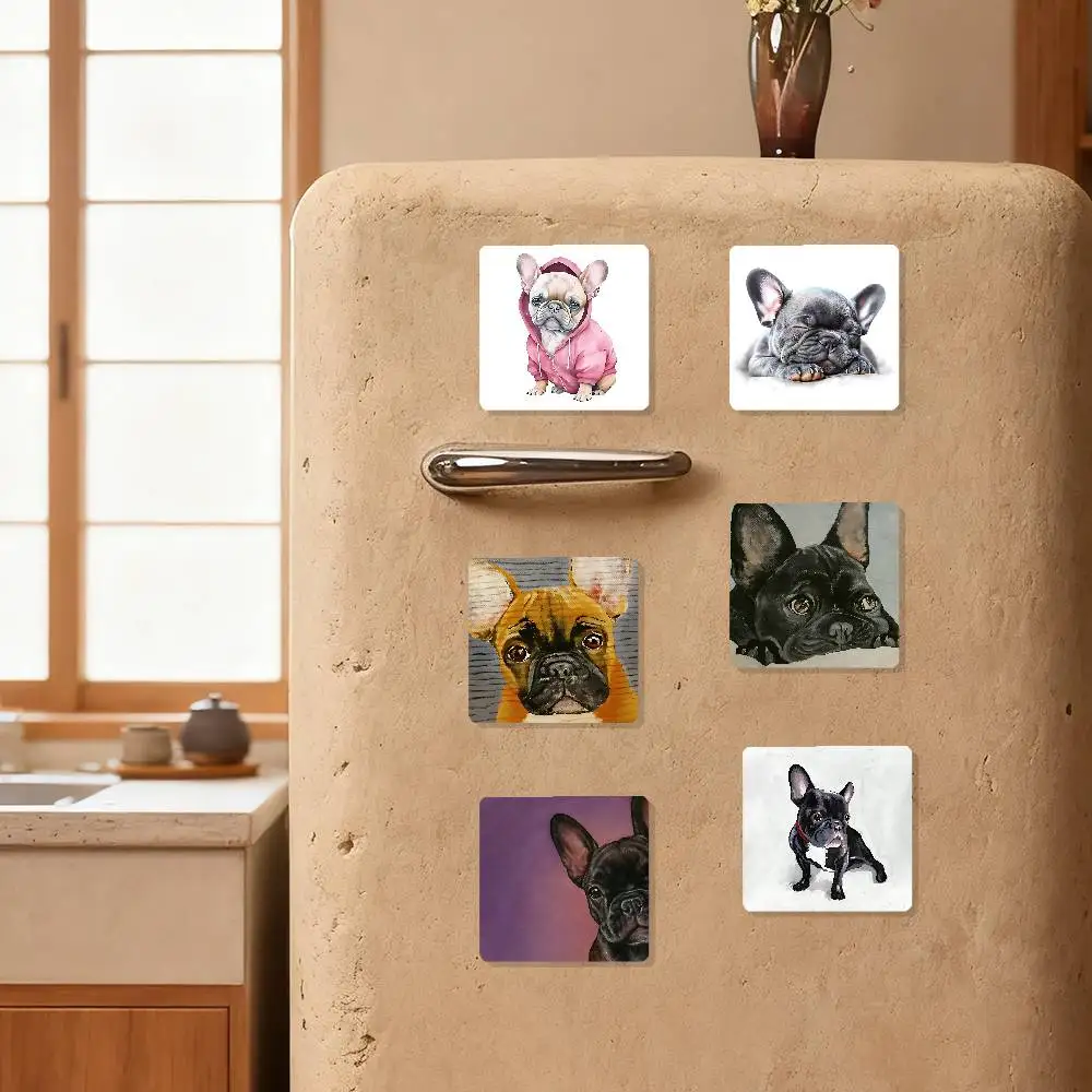 Cute Pet Mini French Bulldog Refrigerator Magnets Personalized FridgeMagnet Square Shape Refrigerator Wall Door Decoration