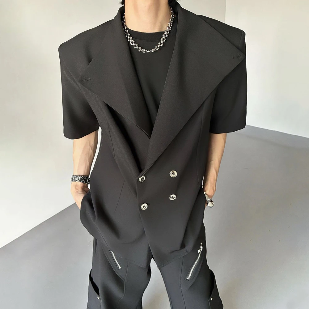 Men Deconstructed Padded Shoulder Casual Jacket Streetwear Trendy Niche Lightweight Nightclub Stage Top Men'S Clothing 2026 New
