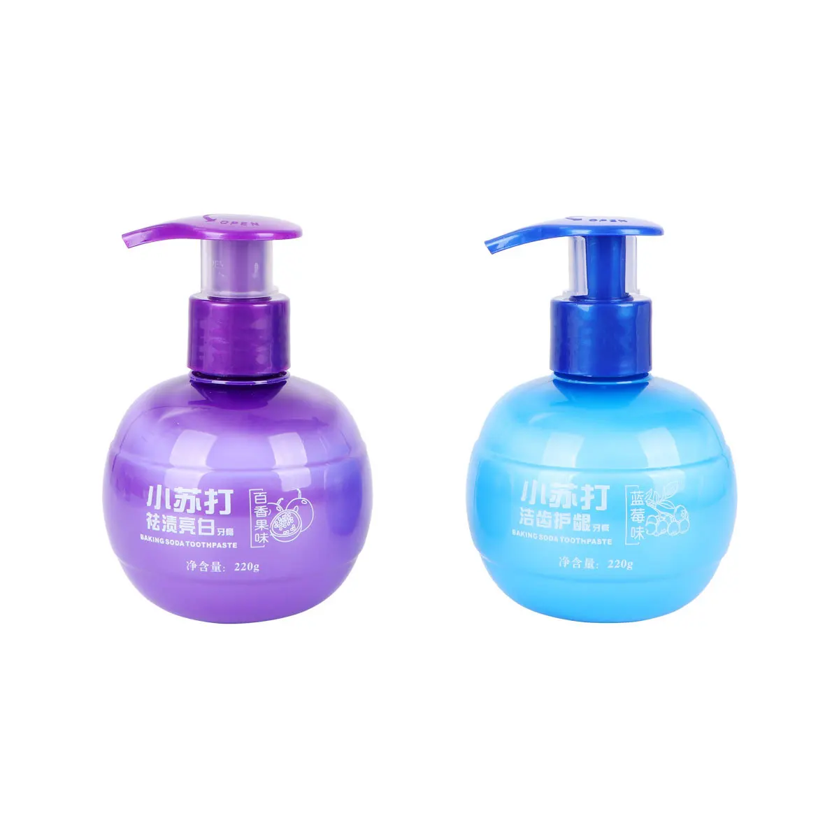 Baking Soda Toothpaste 2 Bottles Teeth Whitening Oral Care Fruity Flavor Blueberry Dental Tool Soda