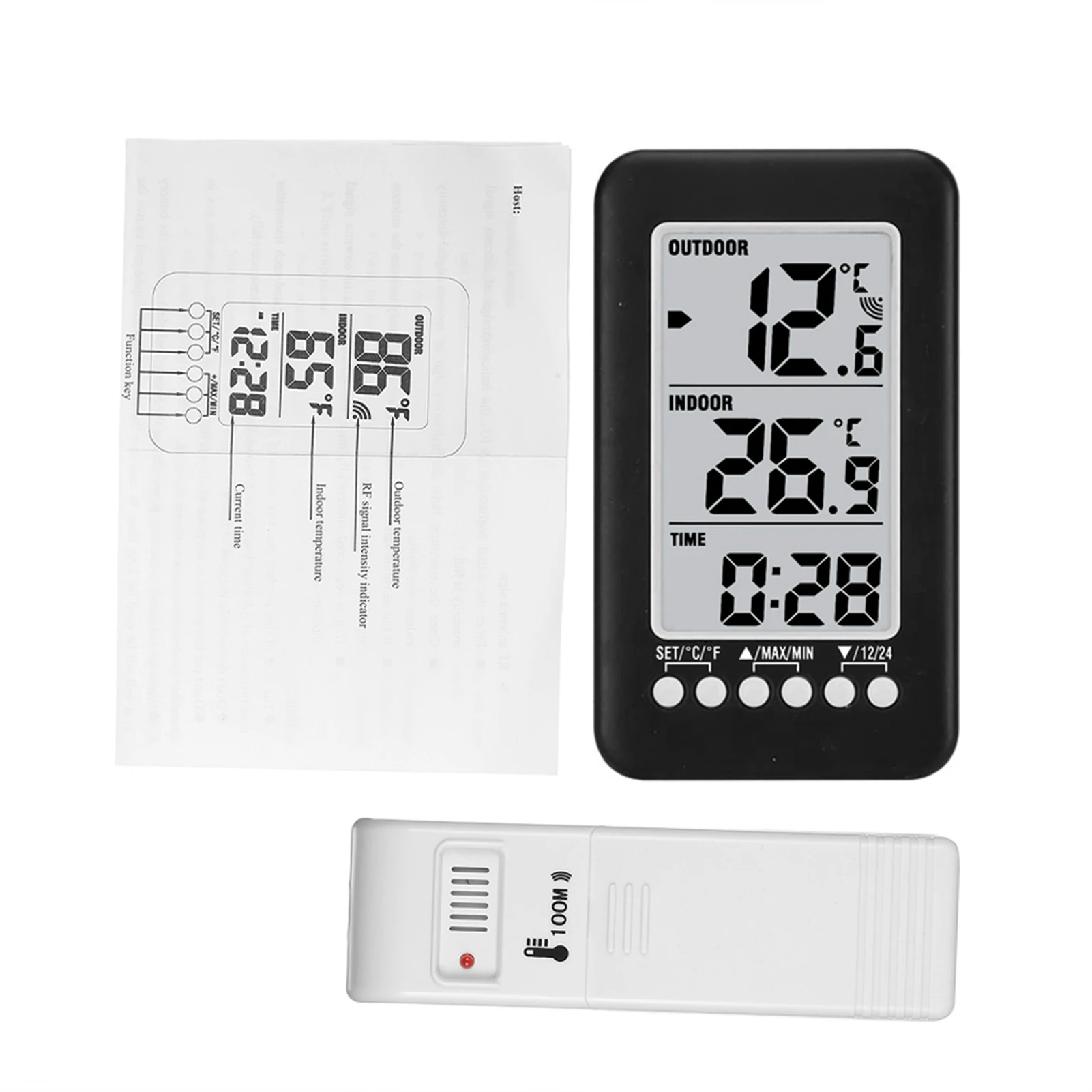 LCD Wireless Digital Thermometer Clock Temperature Meter Weather StationTemperature Tester Testing Tools