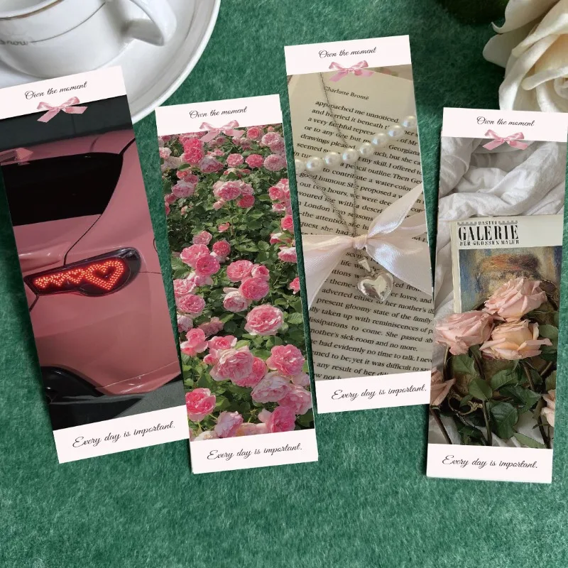 30pcs/set Aesthetic Pink Color Series Bookmark Ins Creative Design Landscape Bookmark for Books Beauty Teacher Student Gift