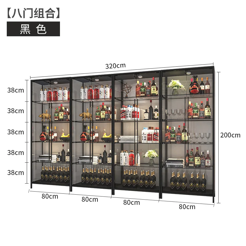 Bar Exterior Showcase Furniture Shelf Wall Mounted Wine Storage Cabinet Liquor Assemble Luxury Corner Rack Vitrina Curio Shelves