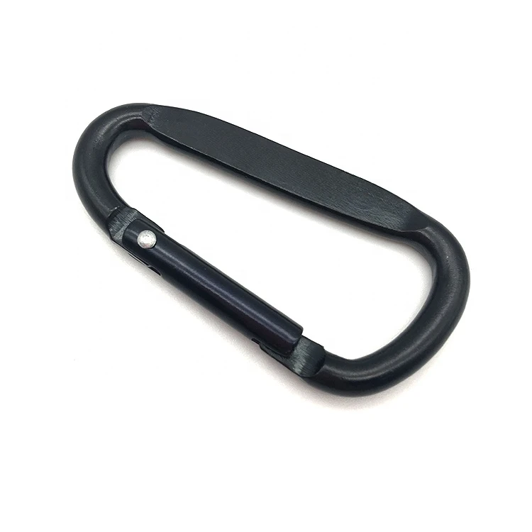 

Custom Engraved Logo D Shape Snap Tactical Hook Carabiner Black Clip Aluminium Carabiner Hooks