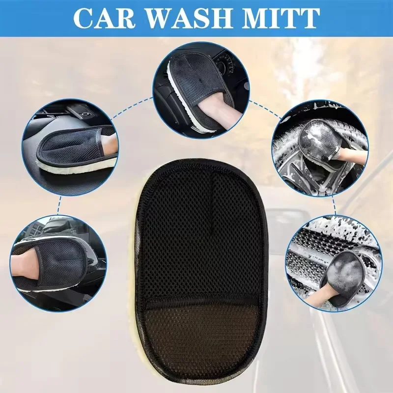 1/10 Stuks Auto Spons Handschoen Auto Polijsten Wassen Mitt Handschoenen Microfiber Wassen Voor Automotive Keuken Huizen Cleaner wol