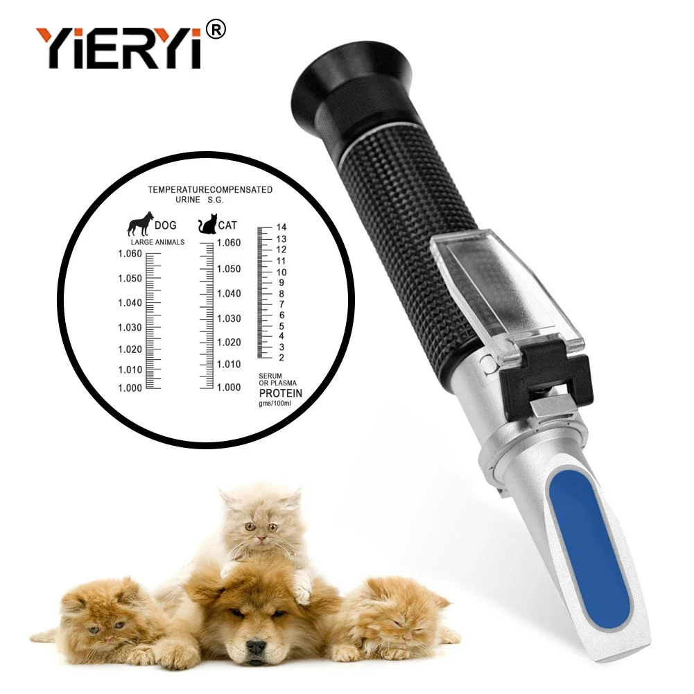 Yieryi Cats Dogs Urine Refractometer Professional Pet Protein Hemoglobin Specific Gravity Meter Veterinary Medical Tools ATC