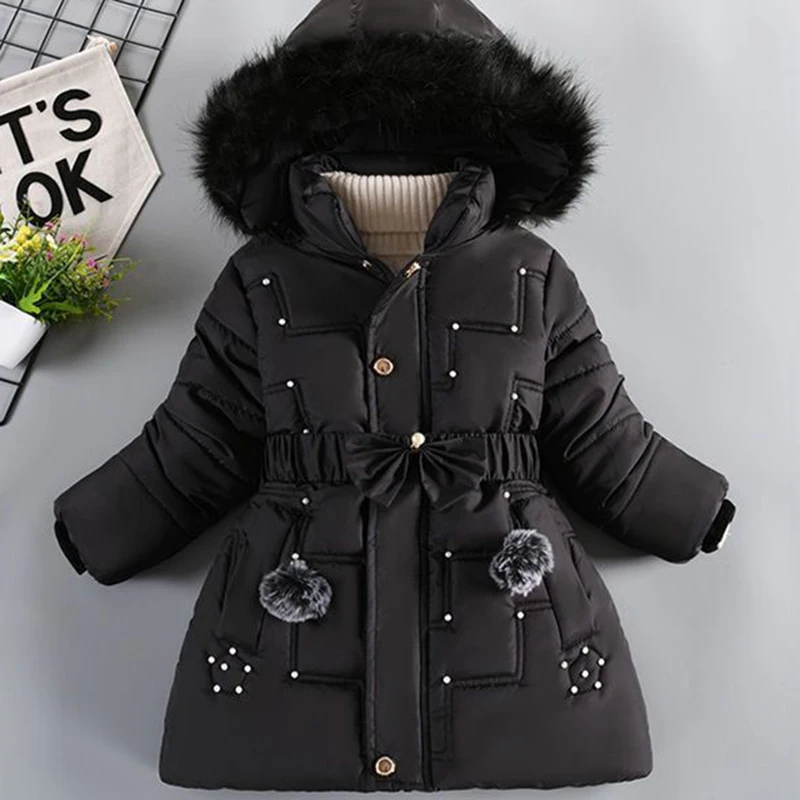 Big Size Winter Girls Jackets Keep Warm Thicken Christmas Coat Autumn Hooded Zipper Waterproof Outerwear Kids Clothes 3-12 Years