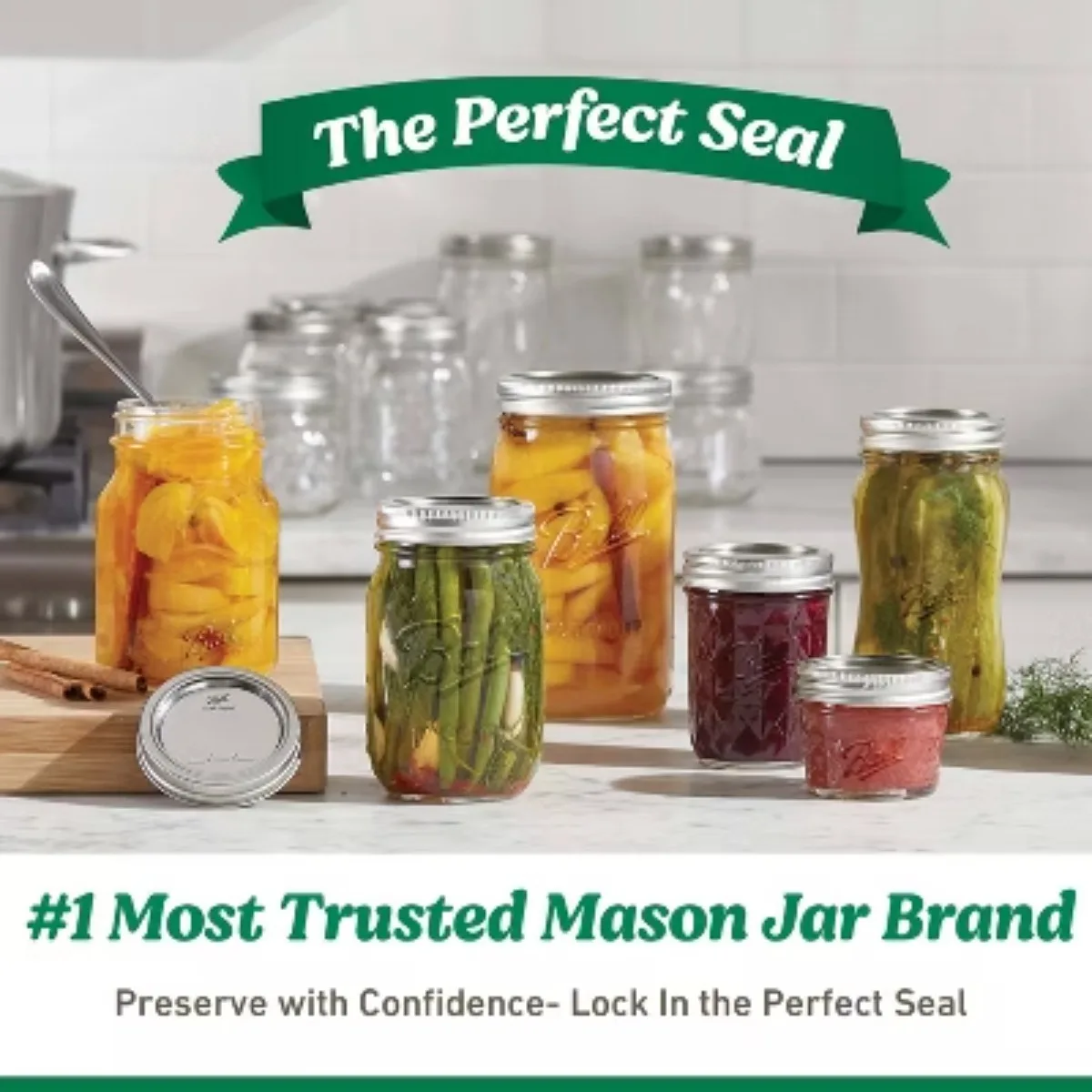 Flute Glass Mason Jar Lids and Bands: Clear Canning Jars, 2.5" Neck Diameter