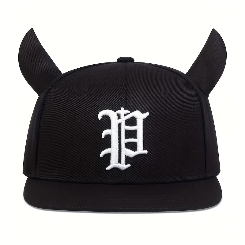 Fashion Hip Hop Baseball Cap P Letter Embroidery Hip Hop Cap Men Trucker Caps Cute Horns Sports Sun Hat Cotton Snapback hats