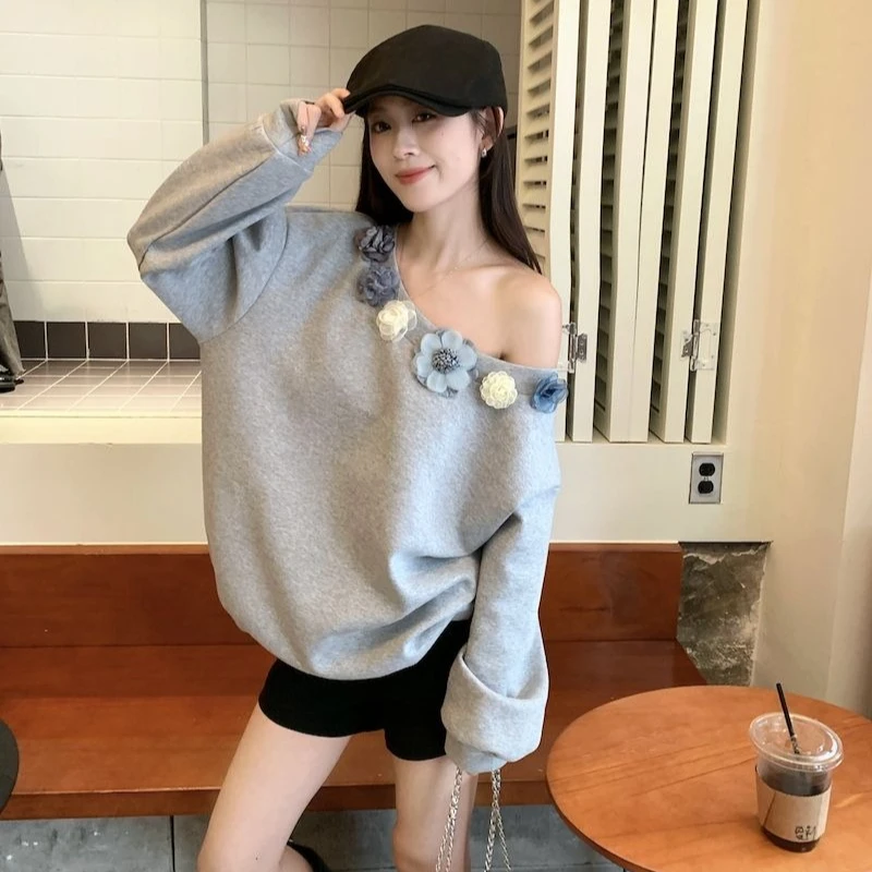 Lente en Herfst Bloem Lange Mouw Vrouwelijke Trui Top Dropshipping Sweatshirt Hoge Kwaliteit Emo Kpop 2000s Dames Sweatshirts