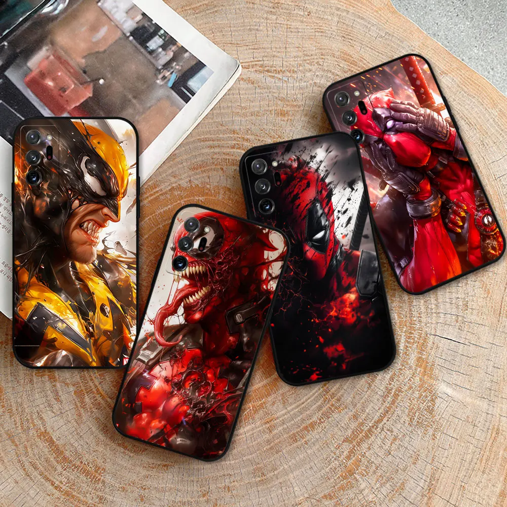 Marvel Hot New Deadpool Phone Case For Samsung Galaxy A15 A14 A13 A06 A05S Note 20 Ultra Pro M62 M54 M51 A80 A70 A50 Black Cover