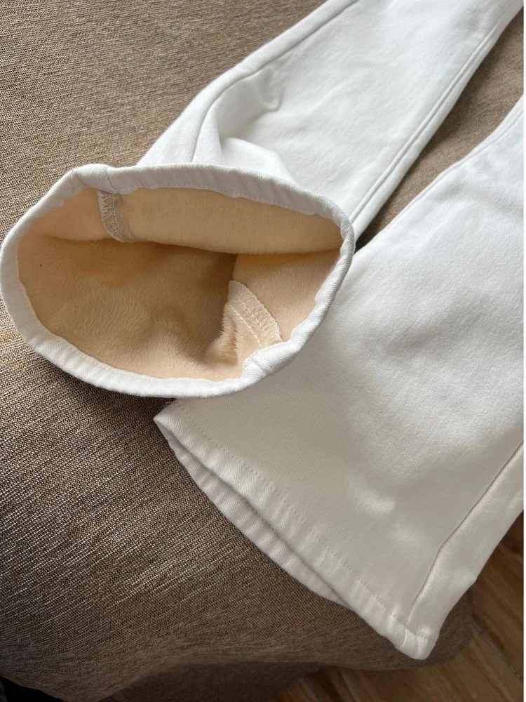 Fce اصطف Thiened مايكرو متوهج الجينز النساء الشتاء حجم كبير التخسيس ثنى صالح عادية عالية الخصر الدنيم السراويل #5