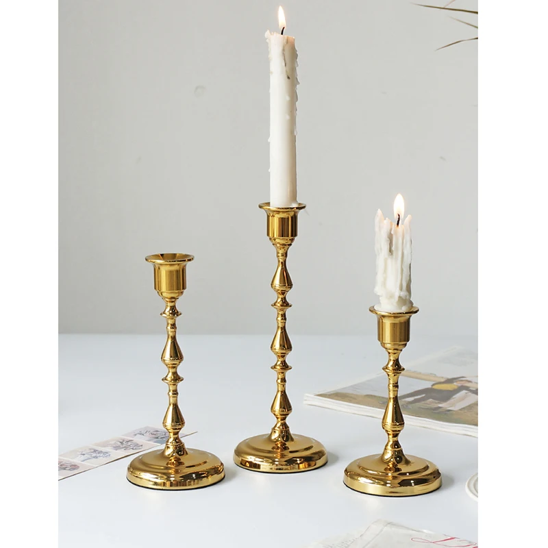 

Vintage Brass Candlestick Holders Set Of 3 Square Base Taper Candle Stand Home Tabletop Wedding Party Decor Ornament