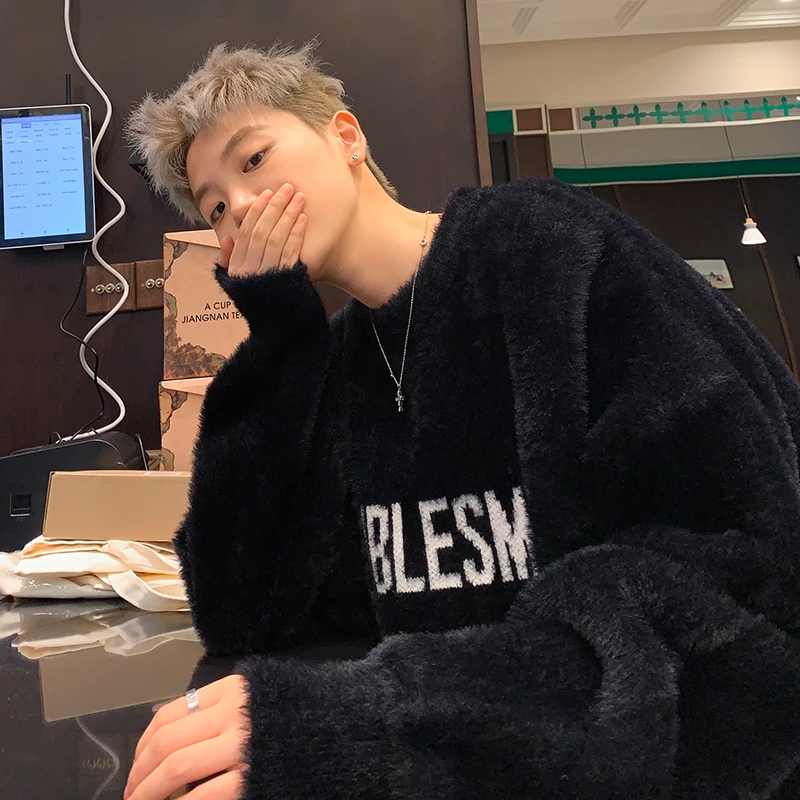 

Толстый вязаный свитер оверсайз для весны и осени, повседневный, модный, универсальный, для пар, комфортный, в стиле кэжуал